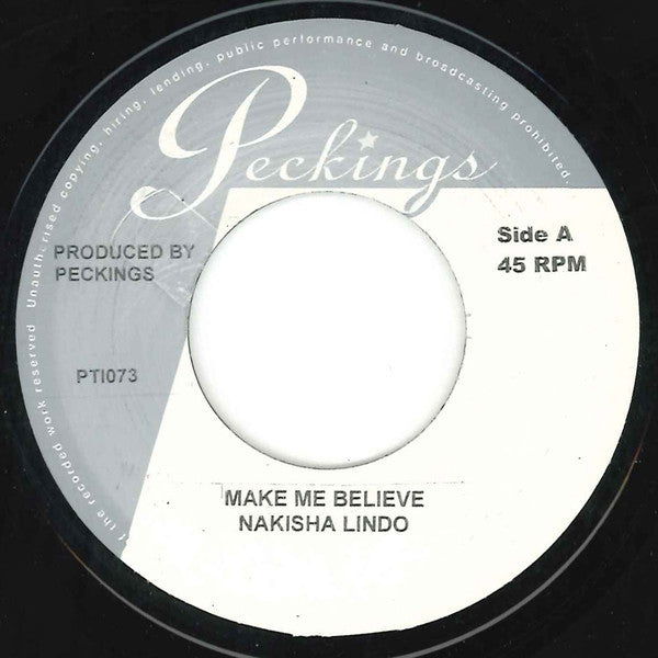 Image of Front Cover of 4513425C: 7" - NAKISHA LINDO / TARRUS RILEY & BABY BOOM, Make Me Believe / Chocolate (Peckings Records; PTI073, UK 2012)   /VG+