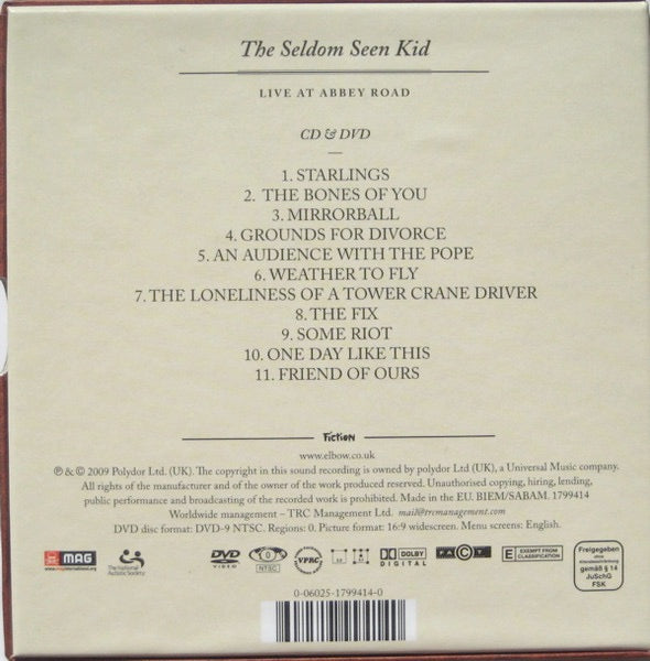 Image of Back Cover of 2xCD - EX/EX - ELBOW AND THE BBC CONCERT ORCHESTRA, The Seldom Seen Kid Live At Abbey Road (Fiction Records; 1799414, UK 2009, Box Set, CD And DVD), ,  - 1956125S
