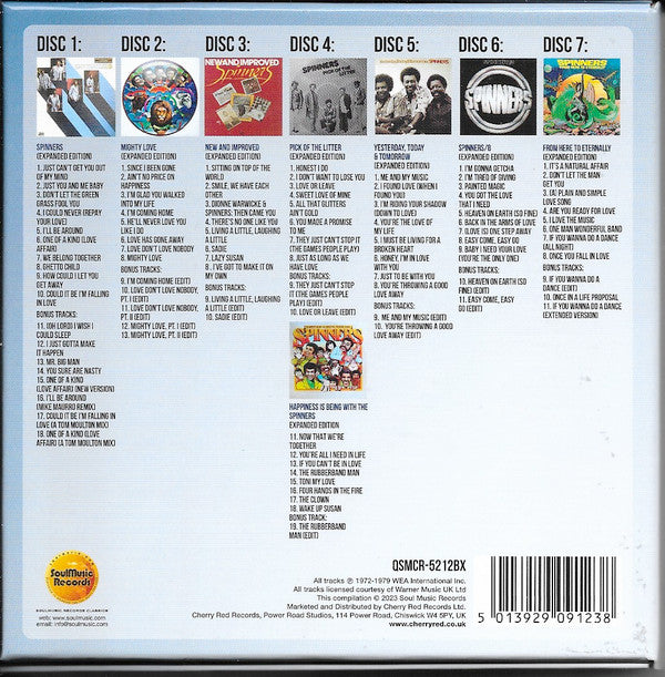 Image of Back Cover of 7xCD - M/M - THE SPINNERS, Ain t No Price On Happiness - The Thom Bell Studio Recordings (1972-1979) (SoulMusic Records ; QSMCR-52 12BX, Europe 2023, Box Set), Still SEALED In Shrinkwrap,  - 0716006C