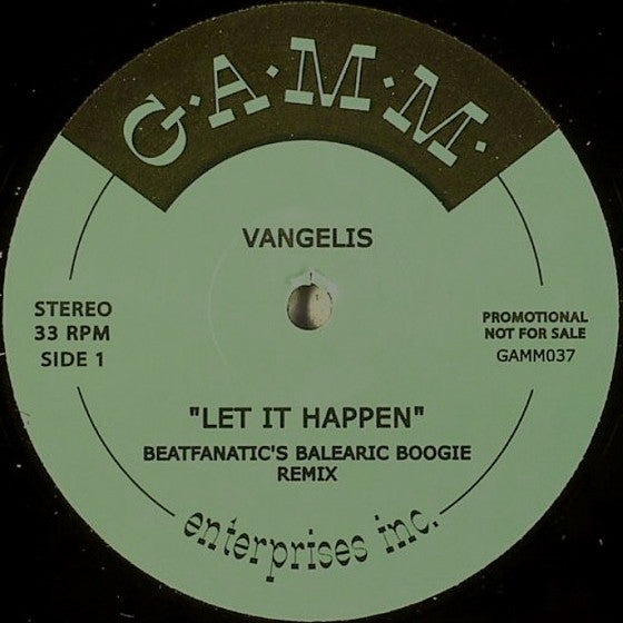 Image of Front Cover of 12" - /G+ - VANGELIS / TURELLI, Let It Happen / Mekano (G.A.M.M.; GAMM037, Sweden 2007), , A Vangelis   Let It Happen (Beatfanatic's Balearic Boogie Remix)B Turelli   Mekano - 1126405E