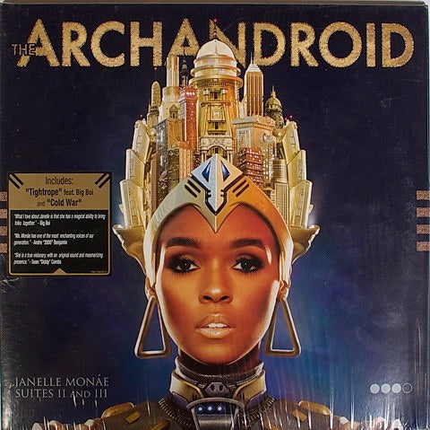 Image of Front Cover of 4344127S: 2xLP - JANELLE MON E, The Archandroid (Bad Boy Entertainment; 7567-89246-0, Europe 2010, Gatefold, Insert) Slight bump to sleeve edge  VG+/VG+