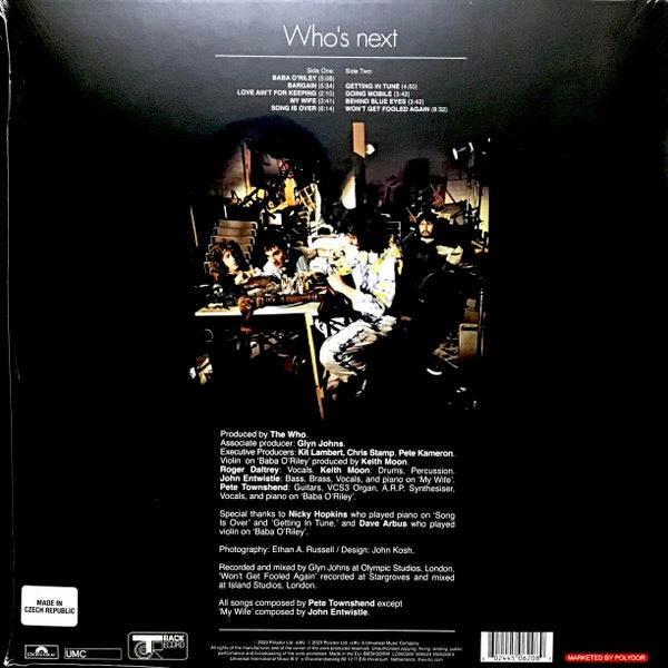 Image of Back Cover of 0125096E: LP - THE WHO, Who's Next (Polydor; 4506208, Europe 2023 Reissue, Inner, Coke Bottle Green Vinyl)   VG+/EX