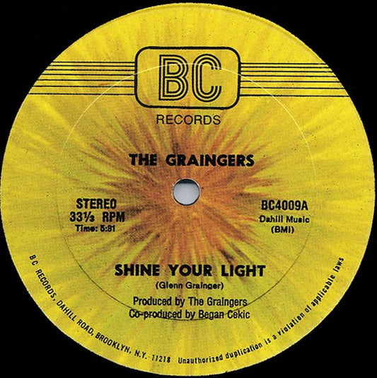 Image of Front Cover of 4643046S: LP - THE GRAINGERS, Shine Your Light (BC Records; BC4009, US 1982, Plain sleeve) Light marks only.   /VG