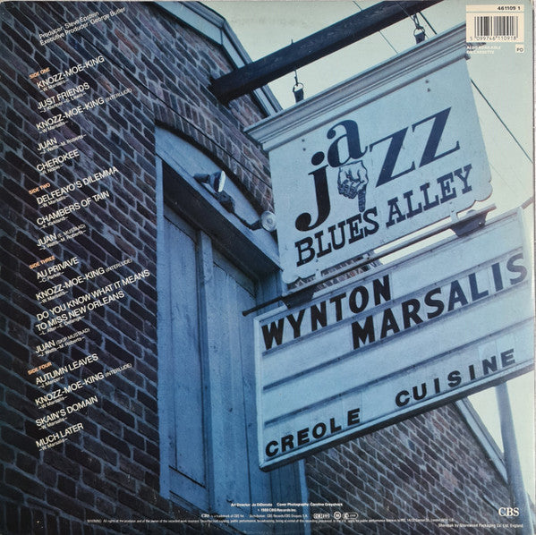 Image of Back Cover of 4924342E: 2xLP - WYNTON MARSALIS, The Wynton Marsalis Quartet Live At Blues Alley (CBS; 461109 1, UK 1988, Gatefold) Light ringwear on sleeve.  VG+/EX