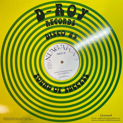 Image of Front Cover of 12" - EX/VG+ - AL CAMPBELL / FREDDIE MCKAY, Dance With Me Baby / Lonely Man (Niagara; , UK 2023 Reissue, Company Sleeve), ,  - 1616141C