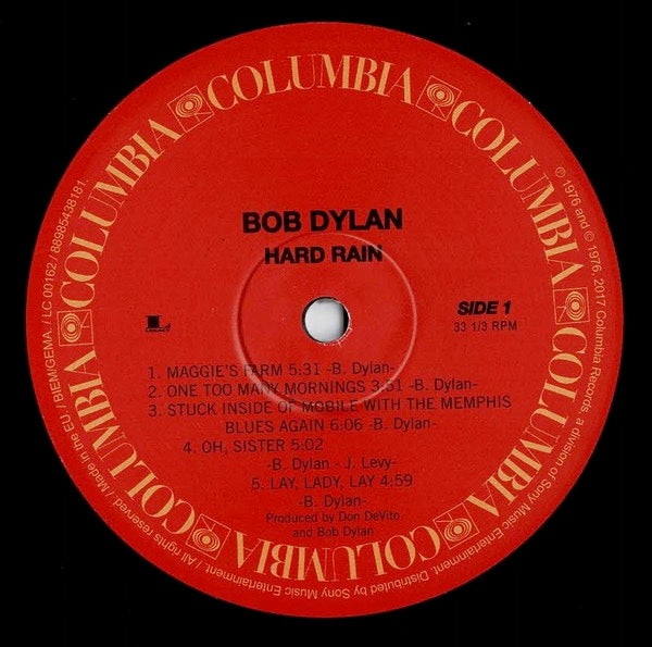 Image of Label Cover of 1324375E: LP - BOB DYLAN, Hard Rain (Columbia; 88985438181, Europe 2017 Reissue) Unplayed, still in open shrinkwrap  VG+/EX