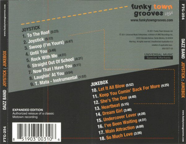 Image of Back Cover of CD - VG+/VG+ - DAZZ BAND, Joystick / Jukebox (Funkytowngrooves ; FTG-254, US 2011, Jewel Case), ,  - 2516451C