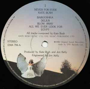 Image of Label Cover of 3945108S: LP - KATE BUSH, Never For Ever (EMI; EMA 794, UK 1980, Laminated Gatefold Sleeve, No Barcode) Edge Wear  VG/VG+