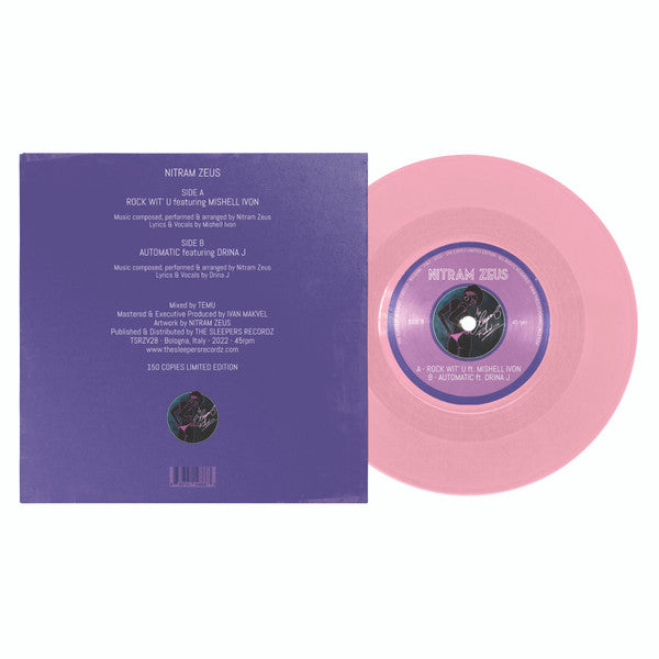 Image of Back Cover of 4723008E: 7" - NITRAM ZEUS, Rock Wit' U / Automatic (The Sleepers Recordz; TSRZV28, Italy 2022, Picture Sleeve, Limited Edition of 150, Pink Vinyl)   VG+/VG+