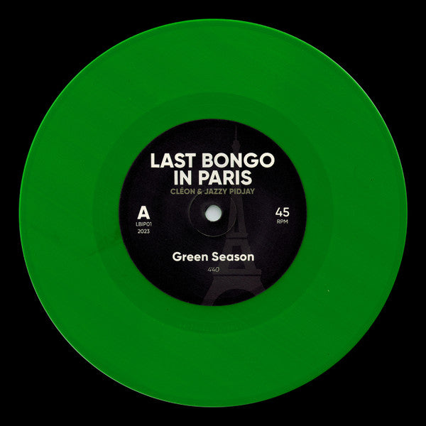 Image of Front Cover of 4723009E: 7" - LAST BONGO IN PARIS, Green Season / The Good Tortilla / Big Bad Bobby (LBIP; LBIP01, France 2023, Plain sleeve, Green Vinyl)   /VG+