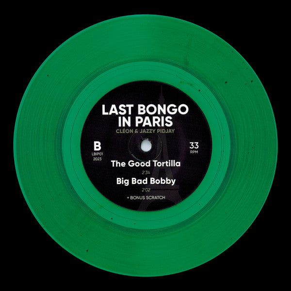 Image of Back Cover of 4723009E: 7" - LAST BONGO IN PARIS, Green Season / The Good Tortilla / Big Bad Bobby (LBIP; LBIP01, France 2023, Plain sleeve, Green Vinyl)   /VG+