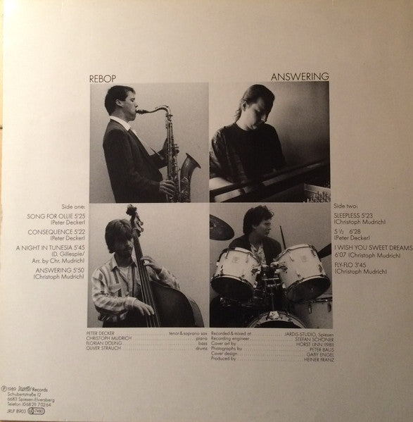 Image of Back Cover of 4743079S: LP - REBOP, Answering (Jardis; JRLP 8903, Germany 1989)   VG+/VG+