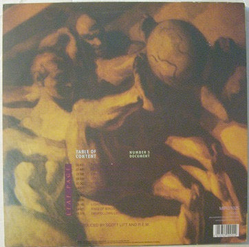 Image of Back Cover of LP - EX/VG - R.E.M., Document (IRS; MIRG 1025, UK 1987, Inner, 'JA' Run Out), Strong VG,  - 2526181E
