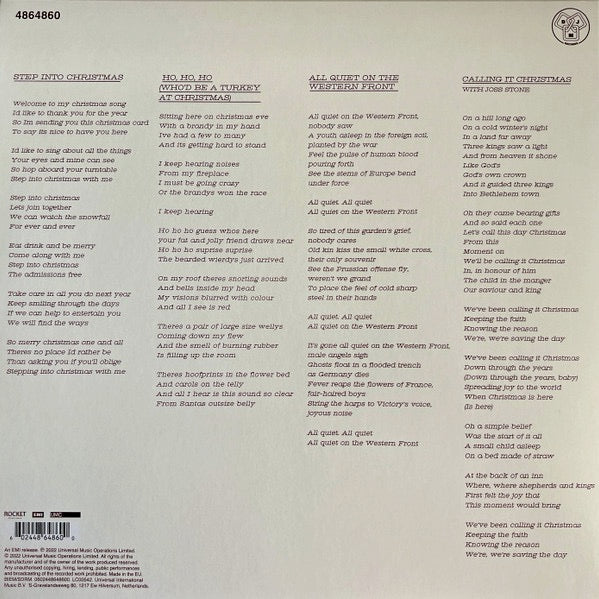 Image of Back Cover of 12" - NEW/NEW - ELTON JOHN, Step Into Christmas / Ho, Ho, Ho, (Who d Be A Turkey At Christmas) (Rocket Entertainment; 4864860, UK 2022 Reissue, White Vinyl), ,  - 3436177E
