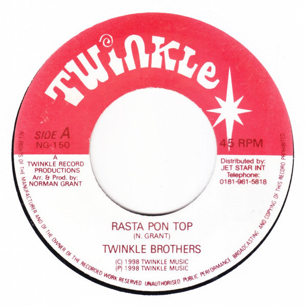 Image of Front Cover of 1215438C: 7" - TWINKLE BROTHERS, Rasta Pon Top (Twinkle Music; NG-150, UK 1998 Reissue)   /VG+