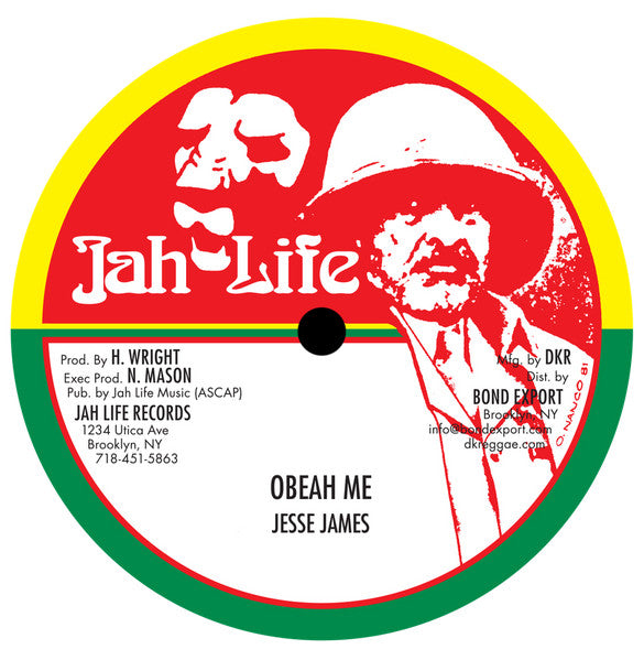 Image of Front Cover of 4644159S: 10" - JESSE JAMES, Obeah Me (Jah Life; JL-031, US 2017 Reissue)   /VG+