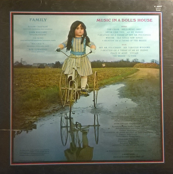 Image of Back Cover of LP - VG/VG - FAMILY, Music In A Doll's House (Reprise Records; K 44057, UK 1970s Reissue, Laminated Sleeve, No W log on Rim Text. No "Made in UK" above "33 rpm" nor "v" below "stereo"), Hairlines. Edge wear, laminate creasing.,  - 2246248S