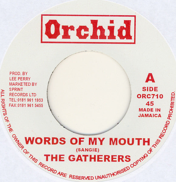 Image of Front Cover of 7" - /VG+ - THE GATHERERS, Words Of My Mouth (Orchid; ORC710, UK 1998 Reissue), ,  - 3826302E