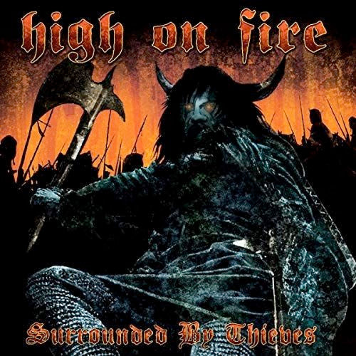 Image of Front Cover of 4914246C: 2xLP - HIGH ON FIRE, Surrounded By Thieves (Relapse Records; RR 6529, US 2023 Reissue, Gatefold, Insert, Galaxy Merge Aqua Blue And Black Vinyl)   NEW/NEW