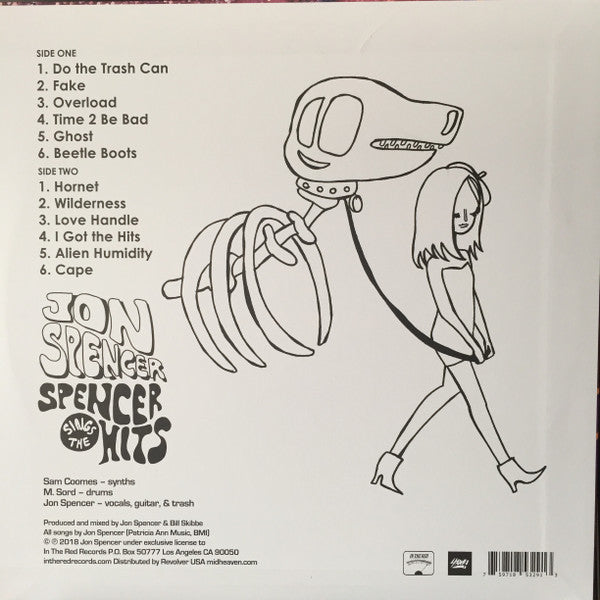 Image of Back Cover of 4733264E: LP - JON SPENCER, Spencer Sings The Hits (In The Red Recordings; ITR 329, US 2018, Inner, Orange Vinyl)   NEW/NEW