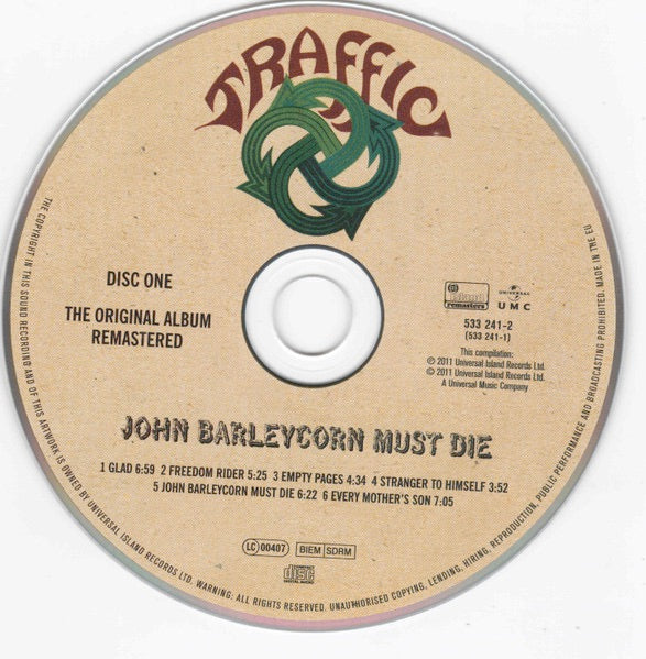 Image of Label Cover of 2xCD - VG+/EX - TRAFFIC, John Barleycorn Must Die (Island Records; 533 241-1, Europe 2011 Reissue, Double Digipak, Booklet, Deluxe Edition), ,  - 2216229C