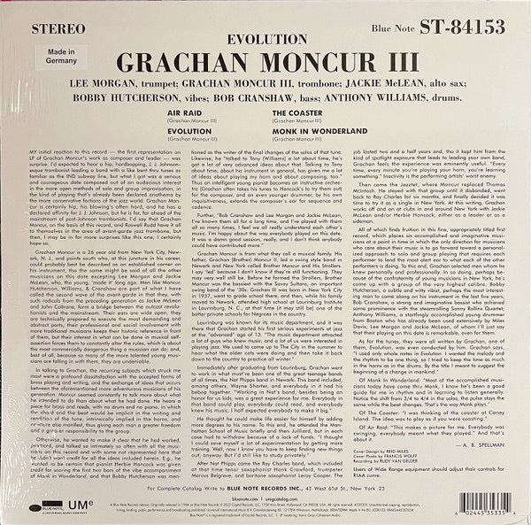 Image of Back Cover of LP - NEW/NEW - GRACHAN MONCUR III, Evolution (UMe; 4535335, Worldwide 2022 Reissue), ,  - 2216293C