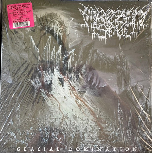 Image of Front Cover of 4823057E: LP - FROZEN SOUL, Glacial Domination (Century Media; 19658795011, US 2023, In Stickered Shrinkwrap, Insert,  Magenta-Black Marble)   VG+/VG