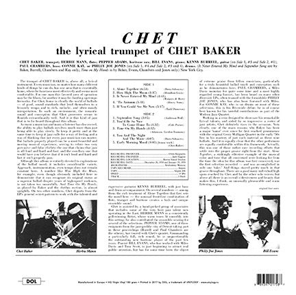 Image of Back Cover of 4714616C: LP - CHET BAKER, The Lyrical Trumpet Of Chet Baker (Dol; DOL758HG, Europe 2017 Reissue, Gatefold, 180 Gram Vinyl)   NEW/NEW