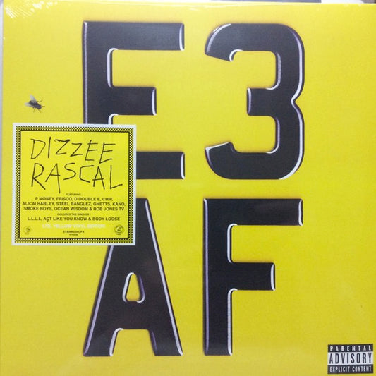 Image of Front Cover of 1544015S: LP - DIZZEE RASCAL, E3 AF (Dirtee Stank Recordings; STANK034LPX, Europe 2020, Inner, Yellow Vinyl.)   VG+/VG+