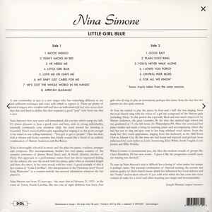 Image of Back Cover of LP - NEW/NEW - NINA SIMONE, Little Girl Blue (DOL; DOL712HG, Europe 2017 Reissue, Gatefold, 180 Gram Vinyl, Expanded With 3 Bonus Tracks), ,  - 2456174S