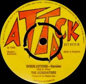 Image of Back Cover of 1214032C: 7" - DELROY WILSON, Seven Letters (Attack; ATT 8111, UK 1975, Plain sleeve, 4-Prong Centre) Light marks only.  /VG