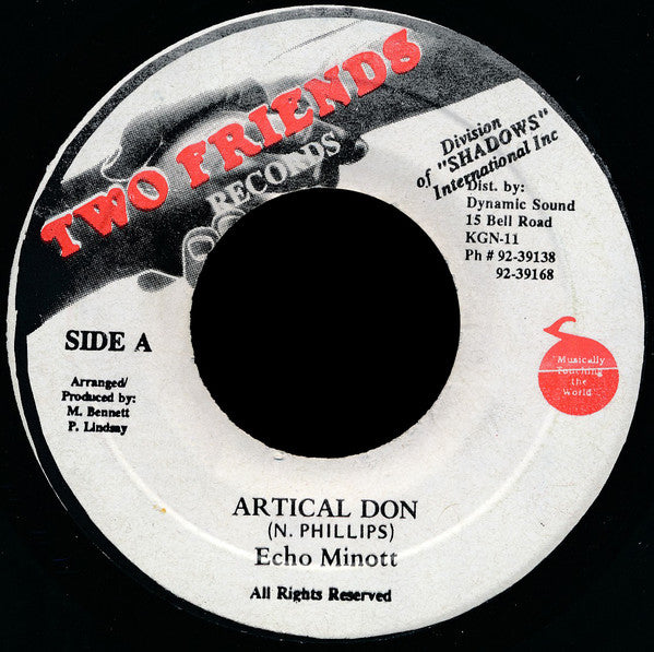 Image of Front Cover of 4823285E: 7" - ECHO MINOTT, Artical Don (Two Friends Records; , Jamaica 1990s) Light marks.  /VG