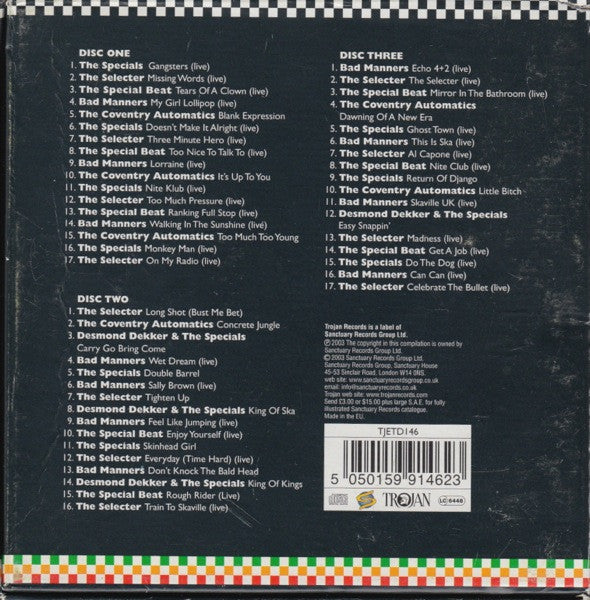 Image of Back Cover of 3xCD - G/VG+ - VARIOUS, Trojan Ska Revival Box Set (Trojan Records; TJETD146, Europe 2003, Box Set, 3 Inners), Corner Bumps, Shelf Wear,  - 3416508C