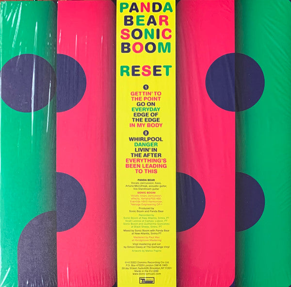 Image of Back Cover of LP - VG+/VG+ - PANDA BEAR & SONIC BOOM, Reset (Domino; WIGLP513, Worldwide 2022, Die Cut Inner Sleeve, Poster), ,  - 3246074S