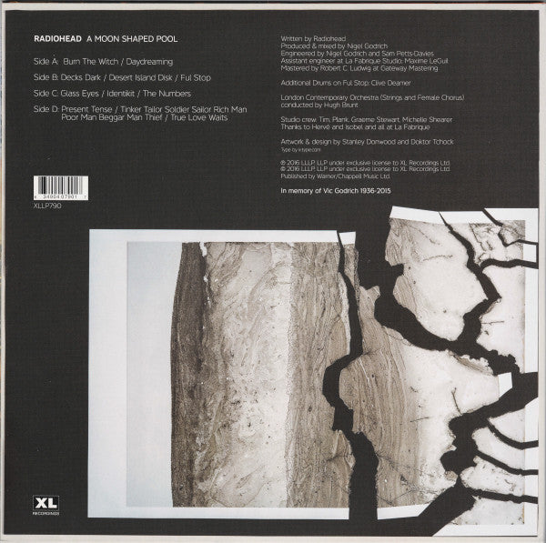 Image of Back Cover of 2xLP - EX/EX - RADIOHEAD, A Moon Shaped Pool (XL Recordings ; XLLP790X, UK 2016, Gatefold, 2 Inners, 180 Gram Opaque White Vinyl, Ltd to 9000), Opened Instore, Still In Stickered Shrinkwrap,  - 3346116S