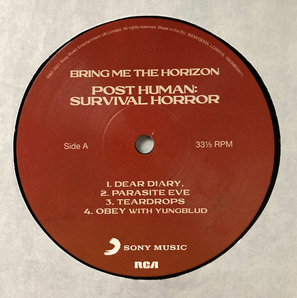 Image of Label Cover of 12" EP - VG+/VG+ - BRING ME THE HORIZON, Post Human: Survival Horror (Sony Music; 19439804611, UK 2021, Inner), ,  - 4326096E
