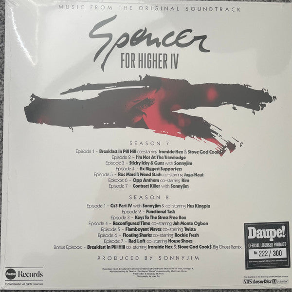 Image of Back Cover of 4923117E: LP - VIC SPENCER, SONNYJIM, Spencer For Higher IV (Daupe!; DM-SP-078, UK 2022, Picture Sleeve, Limited Edition of 300) Brand new, still sealed, numbered limited edition copy 258/300.  EX/M