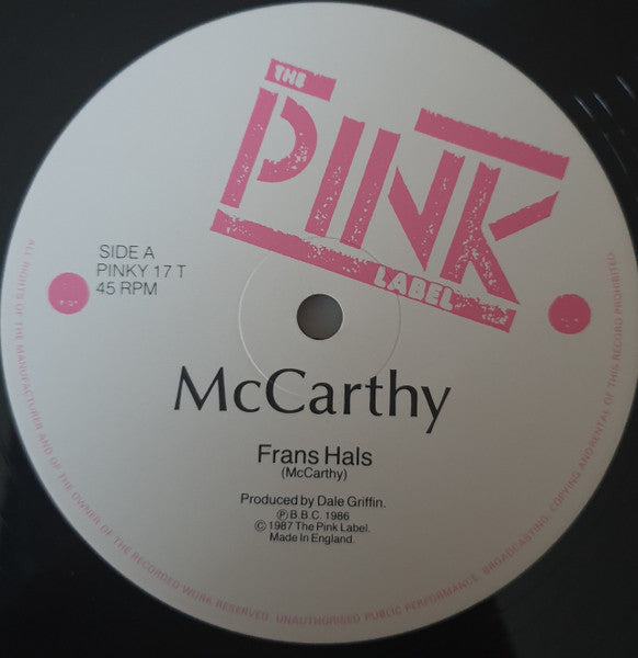 Image of Label Cover of 0616087C: 12" - MCCARTHY, Frans Hals (Pink; PINKY17T, UK 1986, Picture Sleeve) Intact but grubby sleeve  G+/VG
