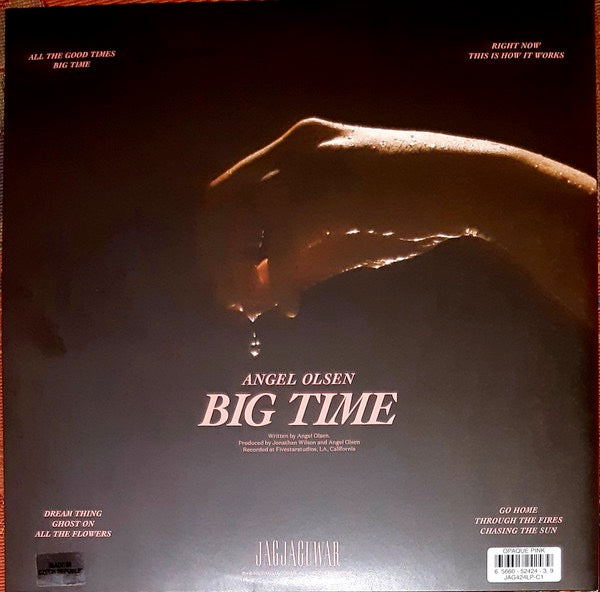 Image of Back Cover of 2xLP - EX/VG+ - ANGEL OLSEN, Big Time (Jagjaguwar; JAG424LP, USA & Europe 2022, Gatefold, Booklet, Opaque Pink Vinyl), ,  - 2946210S