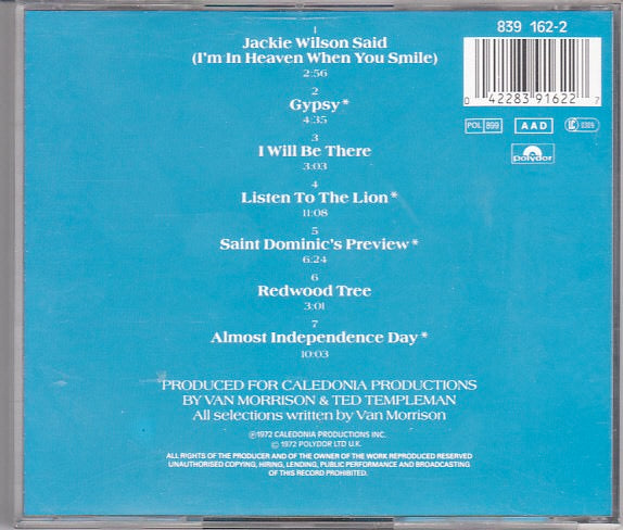 Image of Back Cover of 2434007E: CD - VAN MORRISON, Saint Dominic's Preview (Polydor; 839 162-2, Europe 1989, Jewel Case)   VG+/VG+