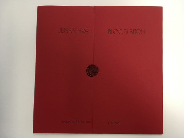 Image of Back Cover of 4923238E: LP - JENNY HVAL, Blood Bitch (Sacred Bones Records ; SBR-161, US 2016, Wraparound Silk Screened Sleeve With Wax Seal Over Standard Sleeve, Inner, Numbered Limited Edition, Blood Red Vinyl) Limited Edition No 207/300, Standard Sleeve Sealed, Wax Seal On Outer Sleeve Is Intact  EX/M