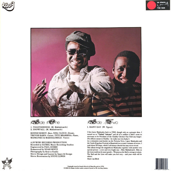 Image of Back Cover of LP - VG+/VG - MIKE MAKHALEMELE & WINSTON MANKUNKU NGOZI, The Bull And The Lion (We Are Busy Bodies; WABB-170, Canada 2023 Reissue, Picture Sleeve, Remastered), Light storage marks on record,  - 3816493C