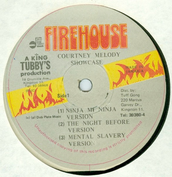 Image of Label Cover of 4913345C: LP - COURTNEY MELODY, Ninja Showcase (Firehouse; none, Jamaica 1988) Sticker on rear sleeve  VG+/G+