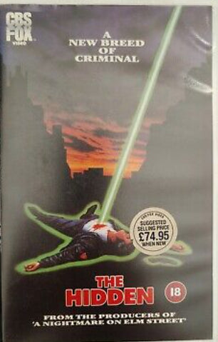 Image of Front Cover of 4953122S: VHS - JACK SHOLDER, The Hidden (CBS/FOX; , UK 19871987, White Case, Big Box, Ex-Rental, Starring Kyle MacLachlan, VHS)   VG/G+