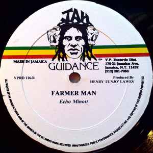 Image of Back Cover of 5013029C: 12" - YELLOWMAN / ECHO MINOTT, Top Farm / Farmer Man (Jah Guidance; VPRD 116, US 1982, Company Sleeve) Marks on vinyl.  VG/VG