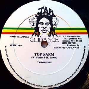 Image of Front Cover of 5013029C: 12" - YELLOWMAN / ECHO MINOTT, Top Farm / Farmer Man (Jah Guidance; VPRD 116, US 1982, Company Sleeve) Marks on vinyl.  VG/VG