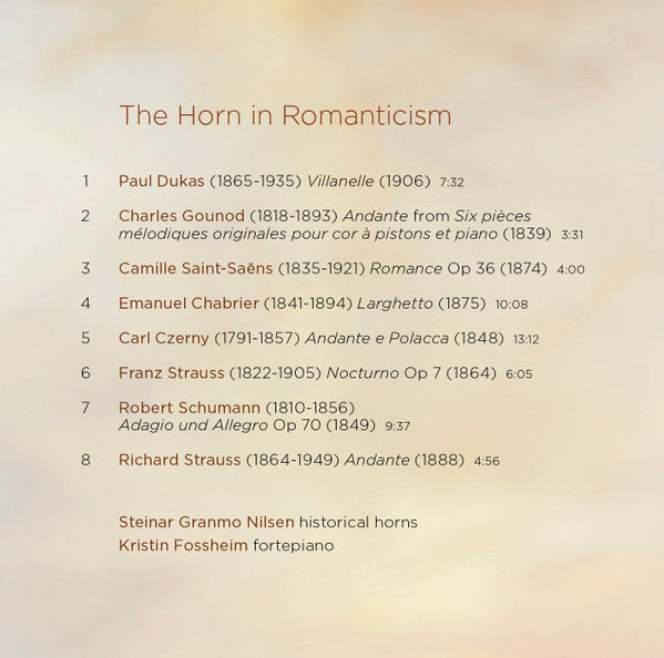 Image of Label Cover of 5053007S: 2xCD - STEINAR GRANMO NILSEN, KRISTIN FOSSHEIM, The Horn in Romanticism (2L; 2L-162-SABD, Norway 2020)   VG/VG+