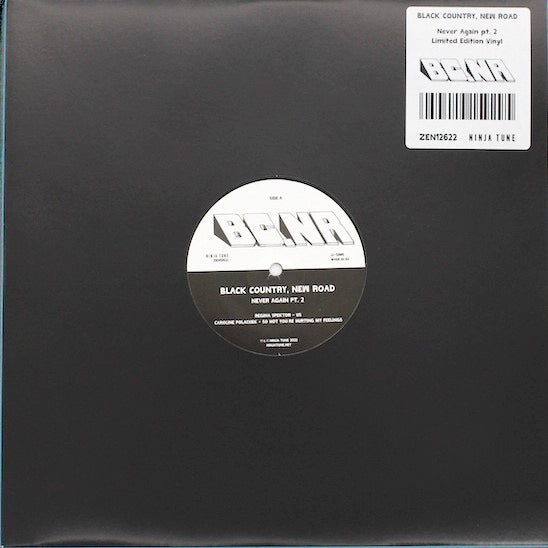 Image of Front Cover of 12" EP - VG+/VG+ - BLACK COUNTRY, NEW ROAD, Never Again Part 2 (Ninja Tune; ZEN12622, UK, Europe & US 2022, Stickered Black Die-Cut Sleeve, Limited to 1500), ,  - 0646278S