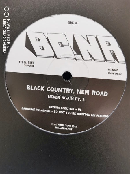 Image of Back Cover of 12" EP - VG+/VG+ - BLACK COUNTRY, NEW ROAD, Never Again Part 2 (Ninja Tune; ZEN12622, UK, Europe & US 2022, Stickered Black Die-Cut Sleeve, Limited to 1500), ,  - 0646278S