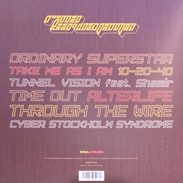 Image of Back Cover of LP - VG+/VG+ - RINA SAWAYAMA, Rina (Dirty Hit; DH00747, UK & US 2022 Reissue, Orange and Blue Splatter Vinyl), ,  - 1926357E